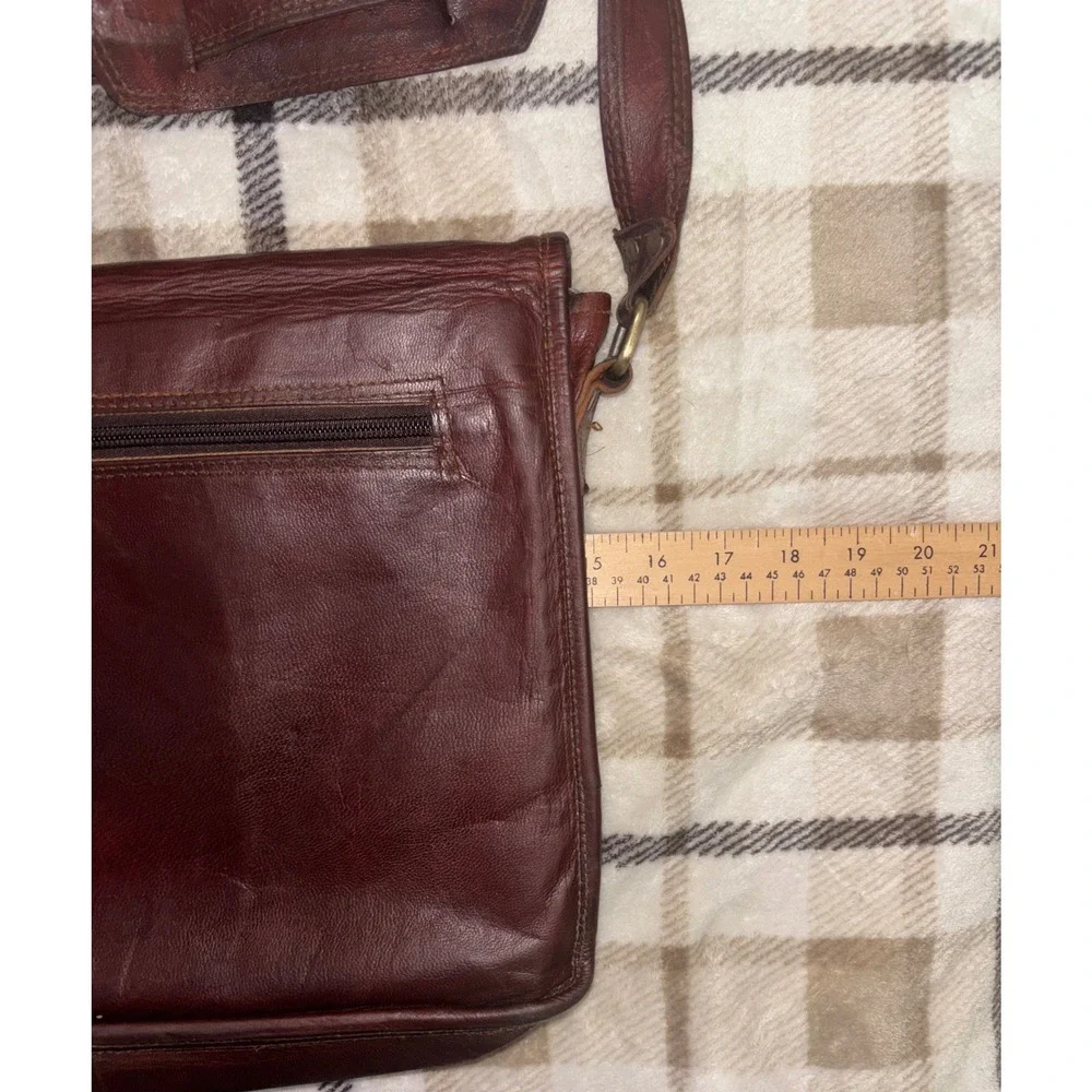 Urban Leather Messenger Bag Dark Brown Full Grain Leather Adjustable Strap